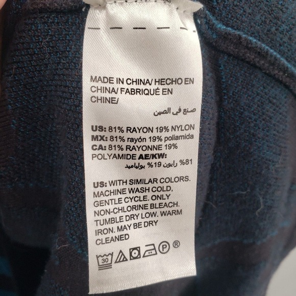 Chico's Scroll Print Sweater Cardigan Womens XL 3 Black Teal Blue Longline Tunic - Picture 6 of 12